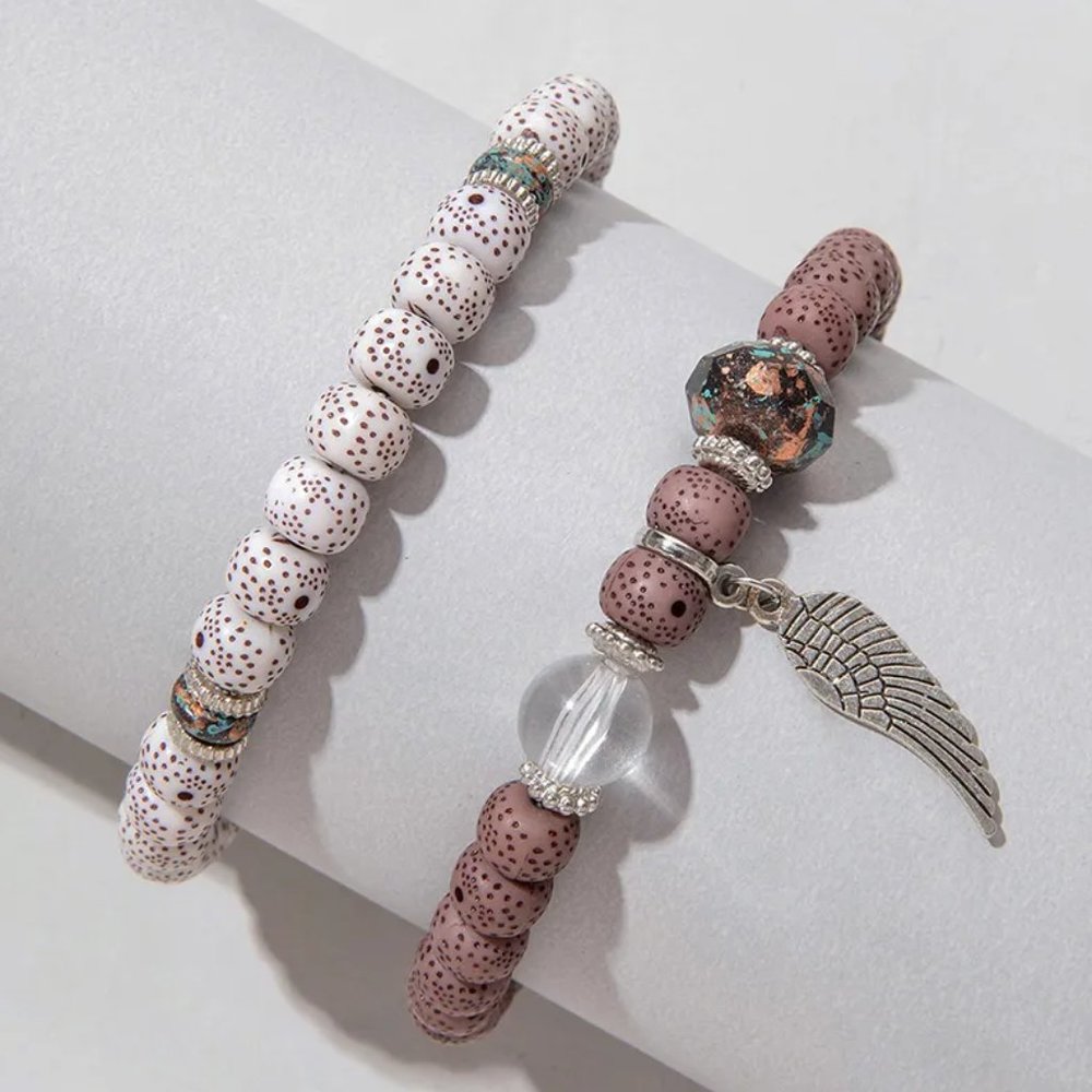 Boho Brown Beaded Dangle Wing Charm Bracelet NEW - Picture 5 of 9